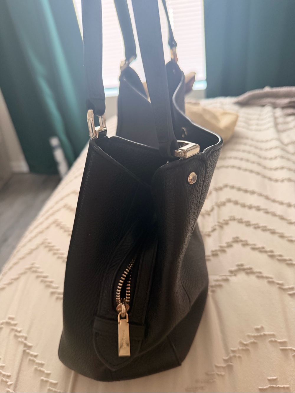kate spade Black Pebbled Leather Double-Handle Shoulder Bag - Picture 2 of 5